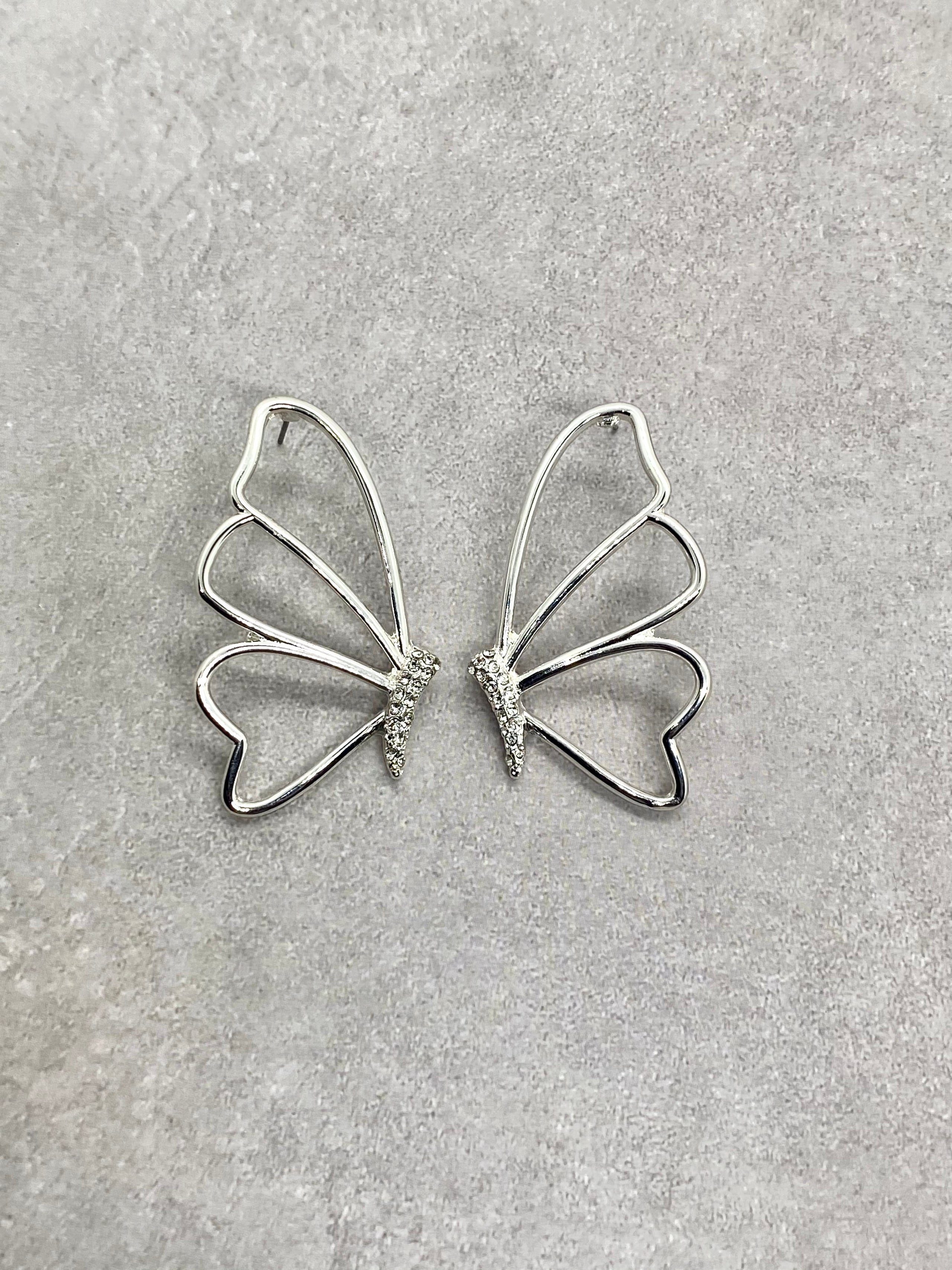 ❗️CLEARANCE❗️vintage sterling silver hot framed butterfly wings dangle earrings