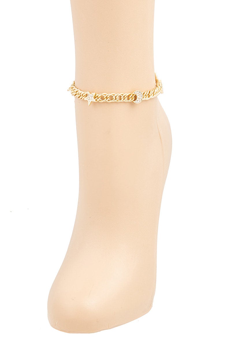 Moon and Star Chain Anklet | Alise Renee Moon and Star Chain Anklet | Alise Renee